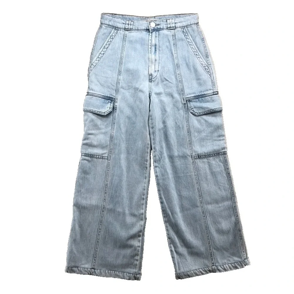 Hudson Cargo Jeans Womens 27 4 Spring Indigo Blue High Rise Wide Leg Hemmed
